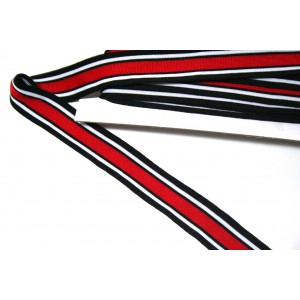 1m elastisches Streifenband 25mm rot/weiss/schwarz